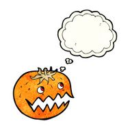 cartoon pumpkin with thought bubble N5