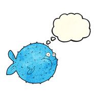 cartoon puffer fish with thought bubble N3