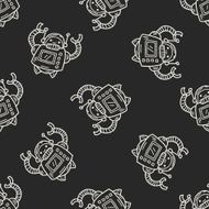 Doodle Robot seamless pattern background N37