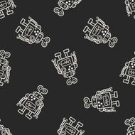 Doodle Robot seamless pattern background N38