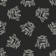 Doodle Robot seamless pattern background N40