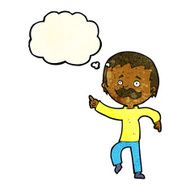 cartoon man with mustache pointing thought bubble N8