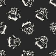 Doodle Robot seamless pattern background N43