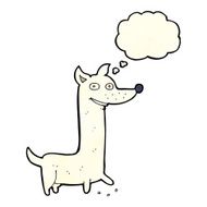 funny cartoon dog with thought bubble N5