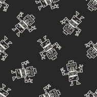 Doodle Robot seamless pattern background N45