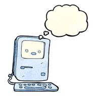 cartoon old computer with thought bubble N4