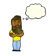 cartoon serious man with beard thought bubble N6