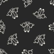 Doodle Robot seamless pattern background N47