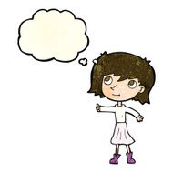 cartoon happy girl with thought bubble N20