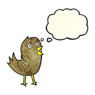 cartoon tweeting bird with thought bubble N2