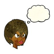 Cartoon Annoyed Woman With Thought Bubble N47