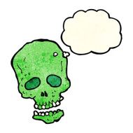 cartoon skull with thought bubble N8