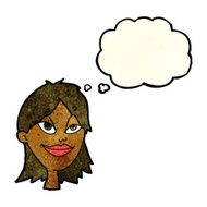 cartoon happy woman with thought bubble N67