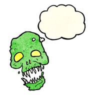 cartoon scary skull with thought bubble N5