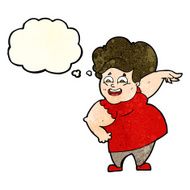 cartoon oveweight woman with thought bubble N2