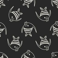 Doodle Angelfish seamless pattern background