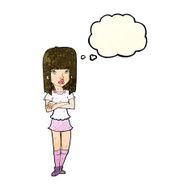 cartoon girl with crossed arms thought bubble N3