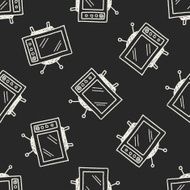 Doodle TV seamless pattern background N5