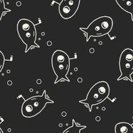 doodle submarine seamless pattern background