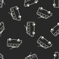 doodle tram seamless pattern background