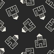 doodle building seamless pattern background
