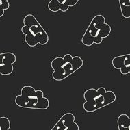 Doodle Cloud seamless pattern background N3