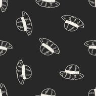 doodle Straw hat seamless pattern background N5
