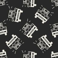 Doodle Police car seamless pattern background