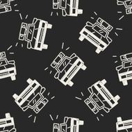 Doodle Police car seamless pattern background