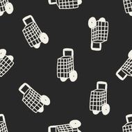Doodle Shopping cart seamless pattern background N2