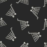 Doodle Shopping cart seamless pattern background N3