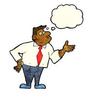 cartoon businessman asking question with thought bubble N3