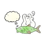 cartoon smelly fish with thought bubble N4