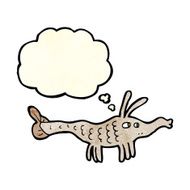 cartoon shrimp with thought bubble N8