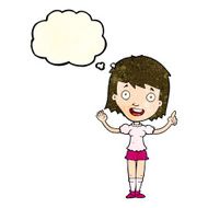 cartoon woman pointing with thought bubble N54