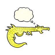 cartoon medieval dragon with thought bubble N3