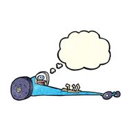 cartoon drag racer with thought bubble N2