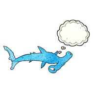 cartoon hammerhead shark with thought bubble N3