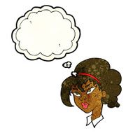 cartoon pretty woman with thought bubble N69