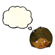 cartoon unhappy boy with thought bubble N14