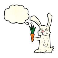 cartoon rabbit with carrot thought bubble N3