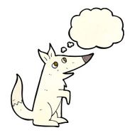 cartoon wolf cub with thought bubble N3