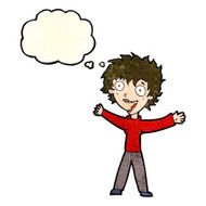 cartoon excited woman with thought bubble N37