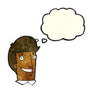 cartoon happy man with thought bubble N109