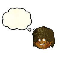 cartoon happy man with thought bubble N110