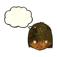 cartoon staring woman with thought bubble N13