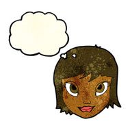 cartoon female face with thought bubble N40