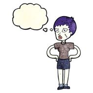 cartoon halloween girl with thought bubble N5