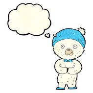 cartoon little polar bear with thought bubble N3