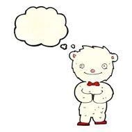 cartoon little polar bear with thought bubble N4